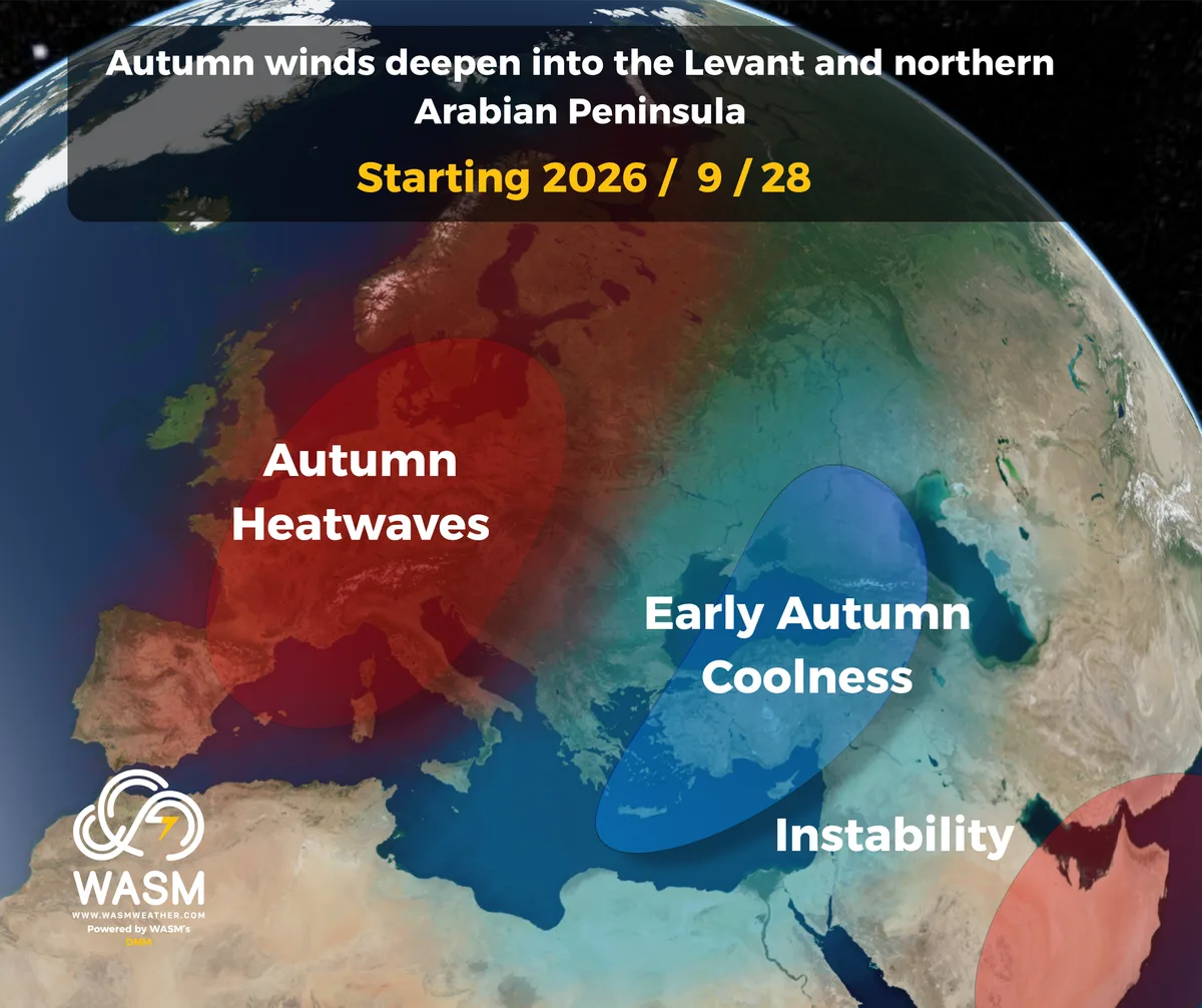 Autumn winds deepen into the region toward the end of the month along with Instability