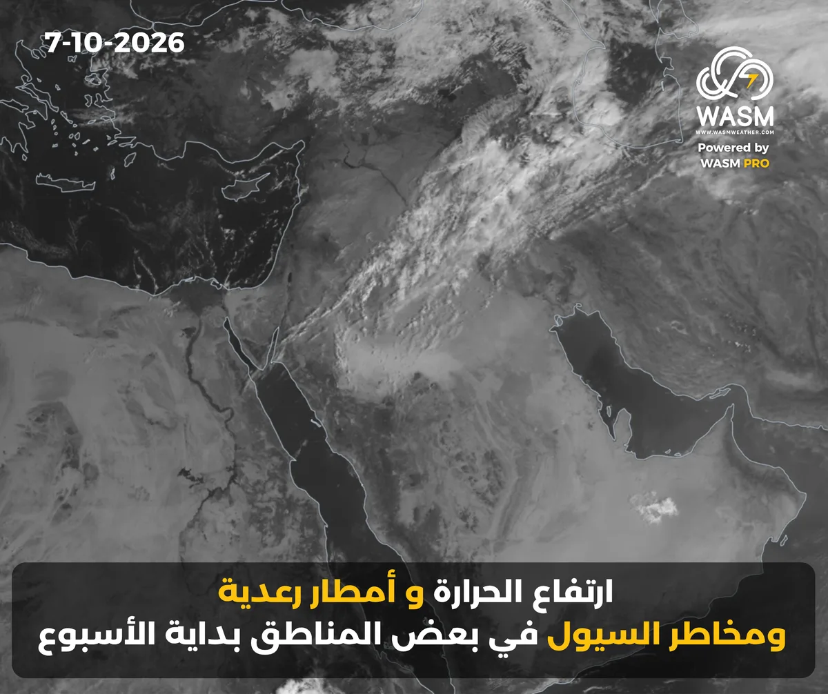 التحديث الكتابي اليومي لحالة الطقس في المنطقة العربية ( الشرق الأوسط) 7-10-2026