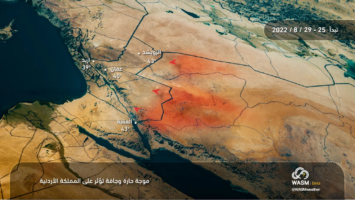 Jordan | Weather Alert: Heat wave begins Thursday and continues for several days with temperatures reaching 40 degrees Celsius