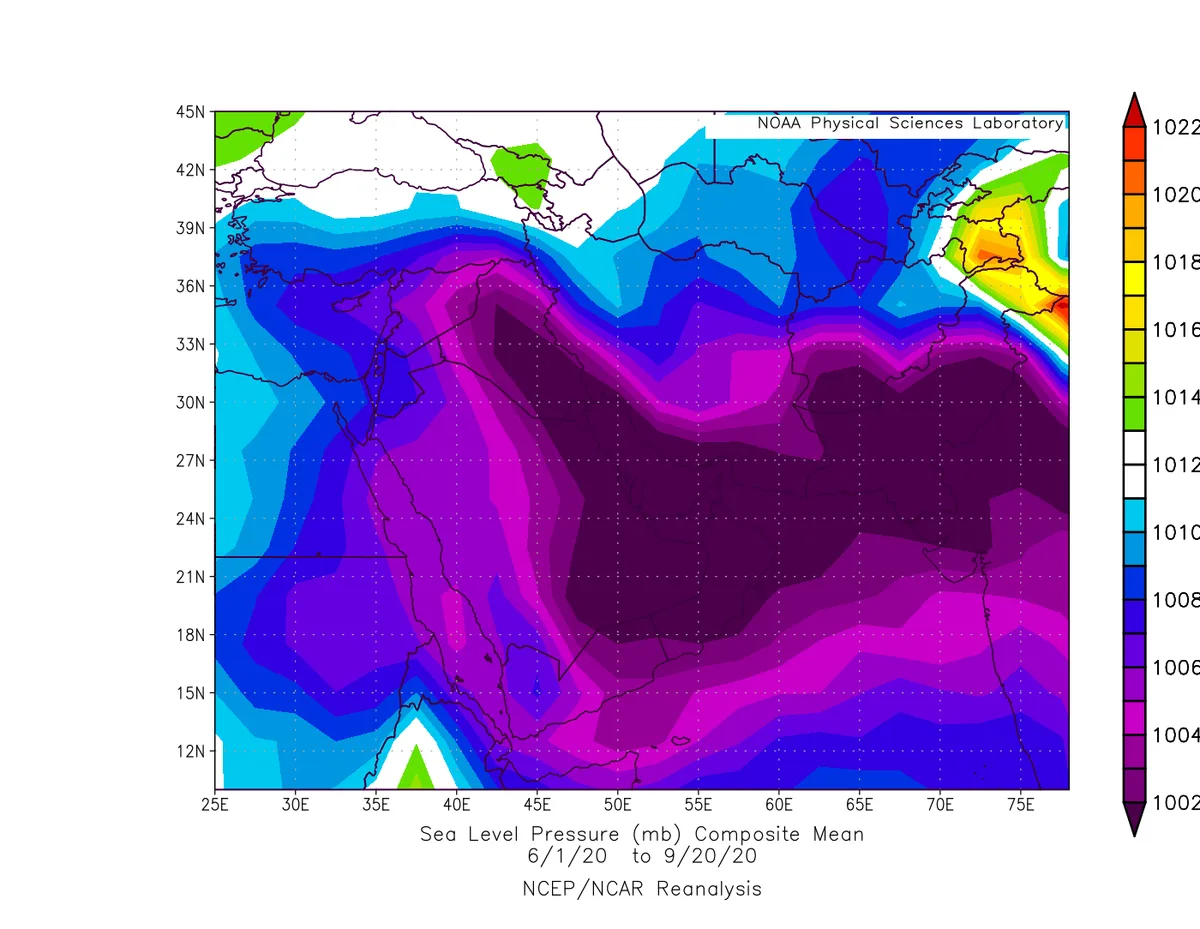 The Indian Monsoon Low and Its Connection to Weather Conditions and Heat Waves in the Arabian Peninsula and the Levant