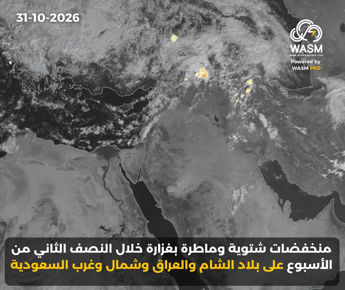التحديث الكتابي اليومي لحالة الطقس في المنطقة العربية ( الشرق الأوسط) 31-10-2026