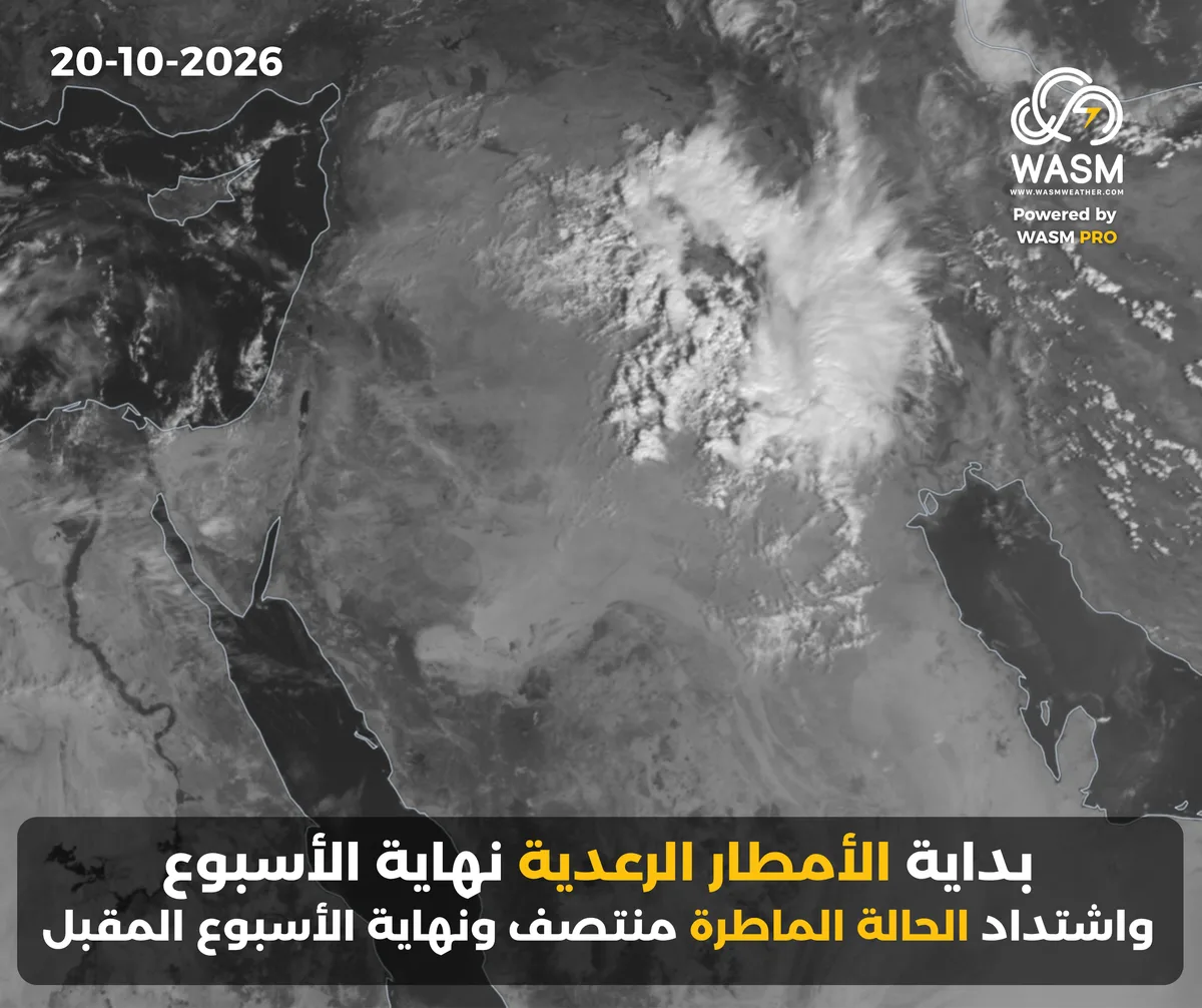 التحديث الكتابي اليومي لحالة الطقس في المنطقة العربية ( الشرق الأوسط) 20-10-2026