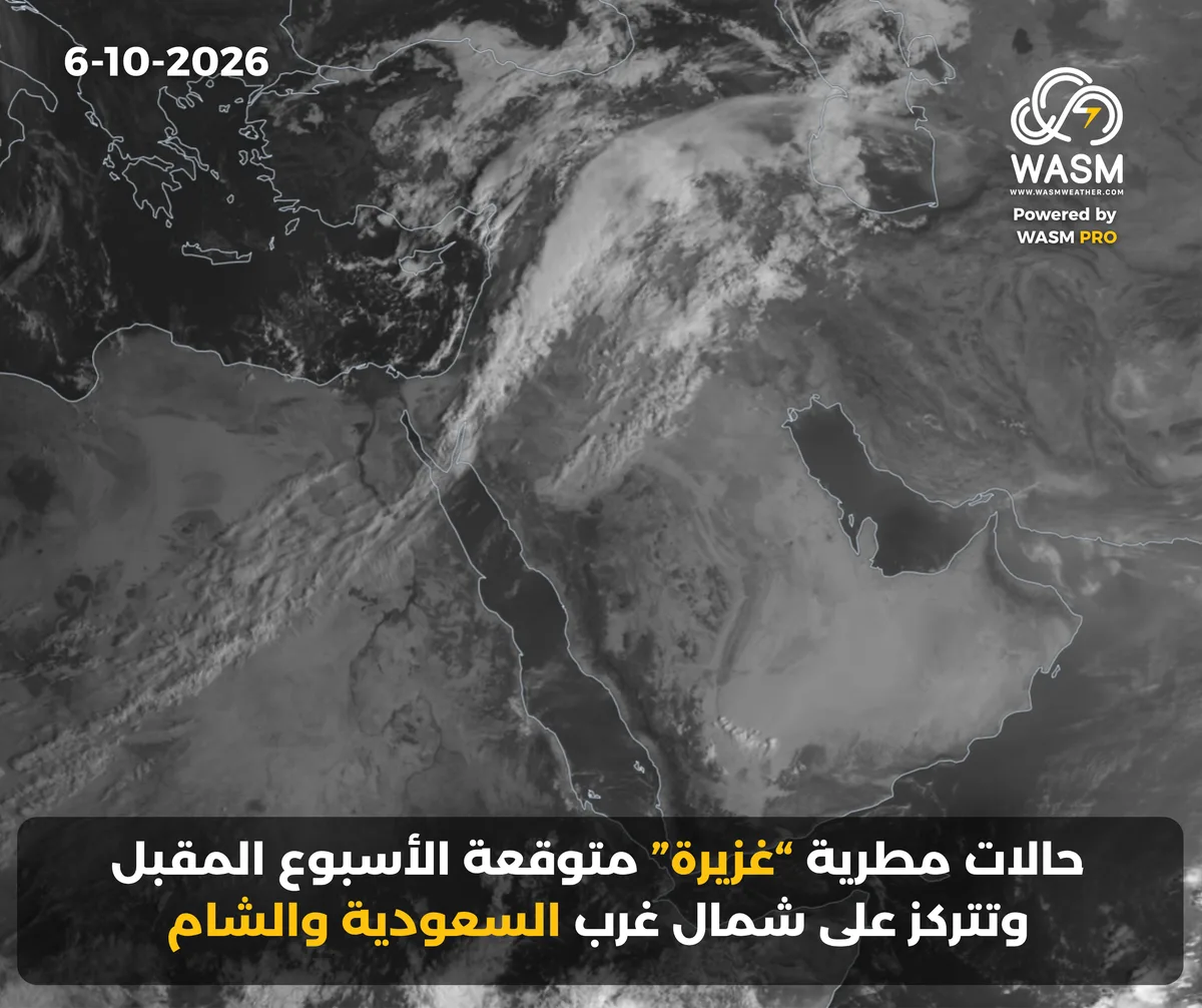 التحديث الكتابي اليومي لحالة الطقس في المنطقة العربية ( الشرق الأوسط) 6-10-2026